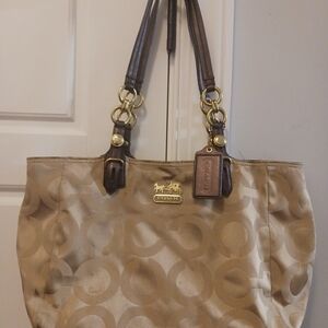 Coach Tan and Brown Signature Tote